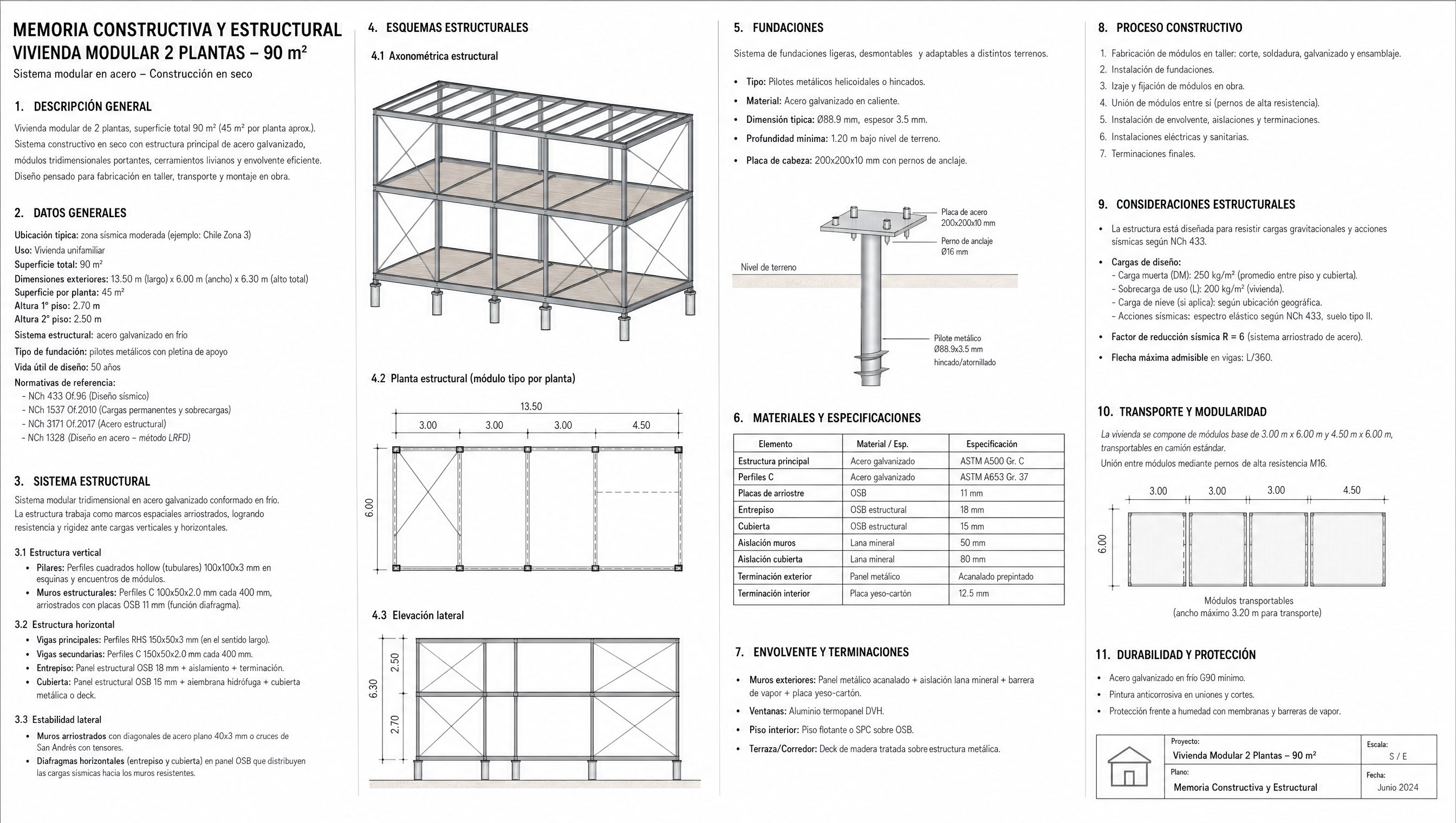 Memoria constructiva y estructural Casa Modular 90 m2